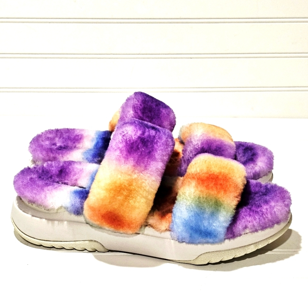 MOU Faux Sheepskin Fuzzy Slide Slipper Sandals Women's Size 9 EU-39